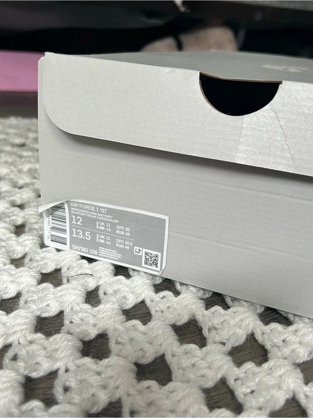 Nike Air Force 1 White and Burgundy Men’s Sneakers